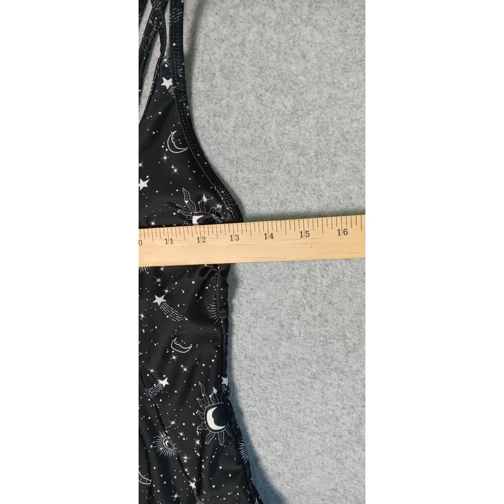 Celestial One Piece Swimsuit S Black Sun Moon Stars Multi Strap Padded Astrology - Picture 6 of 9